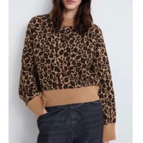 Zara Animal Print Sweater - Brown and Black - Picture 2 of 4